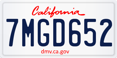 CA license plate 7MGD652