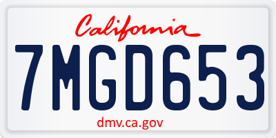 CA license plate 7MGD653