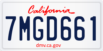 CA license plate 7MGD661