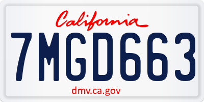 CA license plate 7MGD663