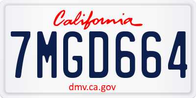 CA license plate 7MGD664