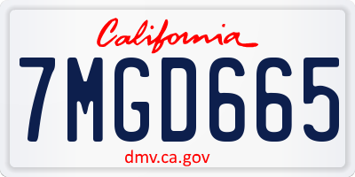 CA license plate 7MGD665