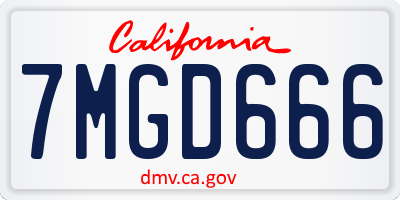 CA license plate 7MGD666