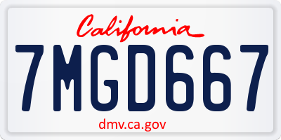 CA license plate 7MGD667