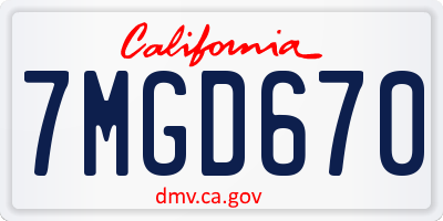CA license plate 7MGD670