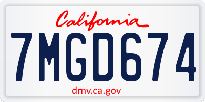CA license plate 7MGD674