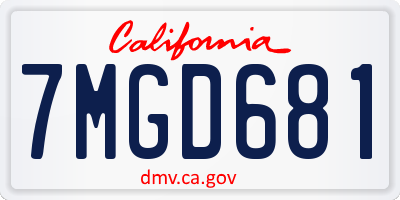 CA license plate 7MGD681