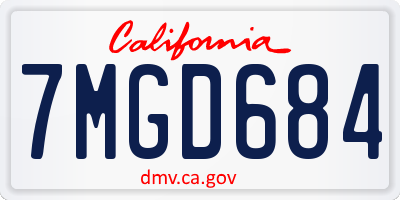 CA license plate 7MGD684