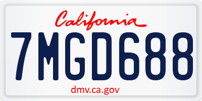 CA license plate 7MGD688