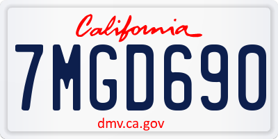 CA license plate 7MGD690