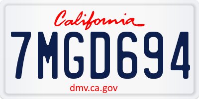 CA license plate 7MGD694