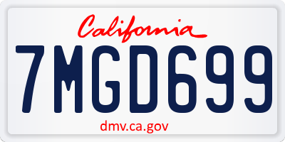 CA license plate 7MGD699