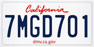 CA license plate 7MGD701