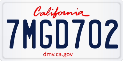 CA license plate 7MGD702