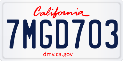 CA license plate 7MGD703