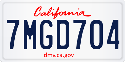 CA license plate 7MGD704