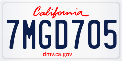 CA license plate 7MGD705