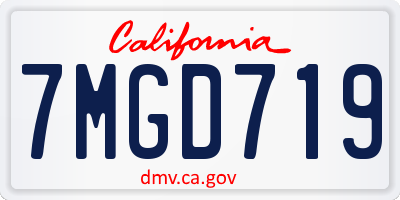 CA license plate 7MGD719