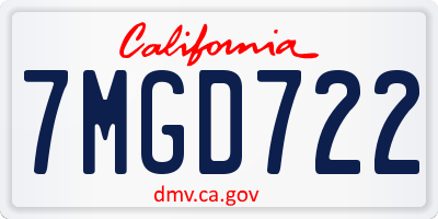 CA license plate 7MGD722