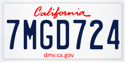 CA license plate 7MGD724