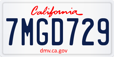 CA license plate 7MGD729
