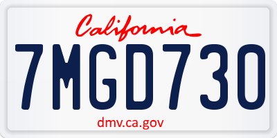 CA license plate 7MGD730