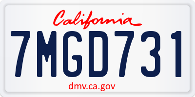 CA license plate 7MGD731