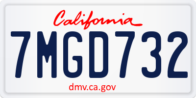 CA license plate 7MGD732