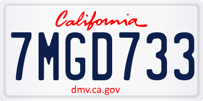 CA license plate 7MGD733