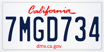 CA license plate 7MGD734