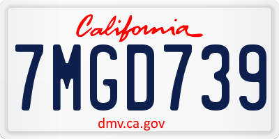 CA license plate 7MGD739