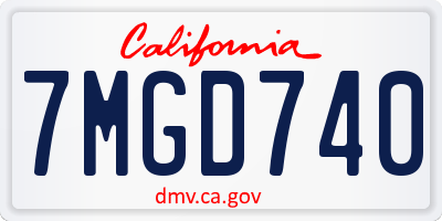 CA license plate 7MGD740