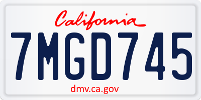 CA license plate 7MGD745