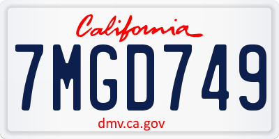 CA license plate 7MGD749