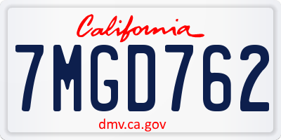 CA license plate 7MGD762