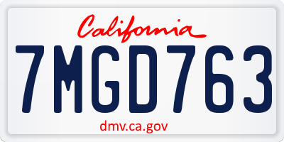 CA license plate 7MGD763