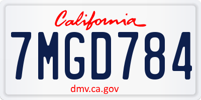 CA license plate 7MGD784