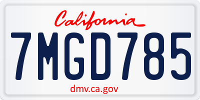 CA license plate 7MGD785