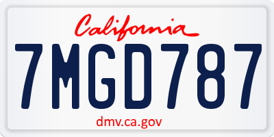 CA license plate 7MGD787