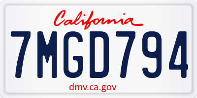 CA license plate 7MGD794