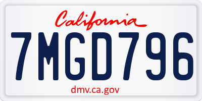 CA license plate 7MGD796