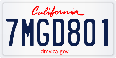 CA license plate 7MGD801