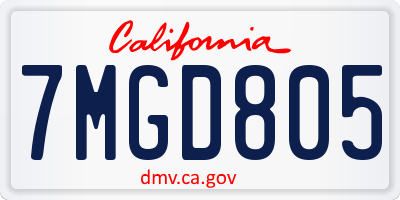 CA license plate 7MGD805