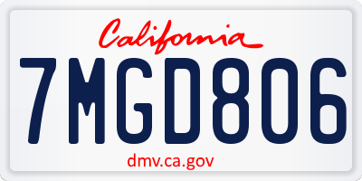 CA license plate 7MGD806