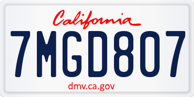 CA license plate 7MGD807