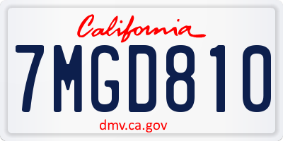 CA license plate 7MGD810