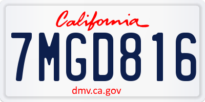 CA license plate 7MGD816