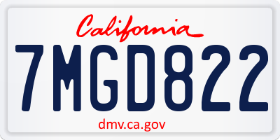 CA license plate 7MGD822