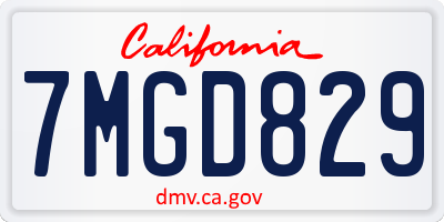 CA license plate 7MGD829