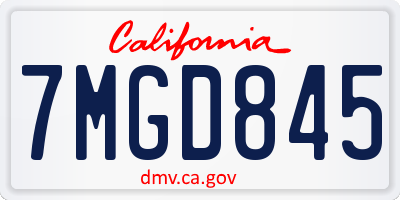 CA license plate 7MGD845